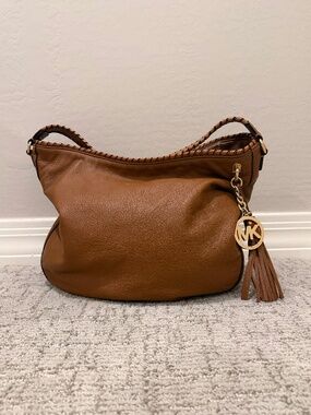 Michael Kors Pebbled Leather Tassel Hobo Bag (Braided Strap)